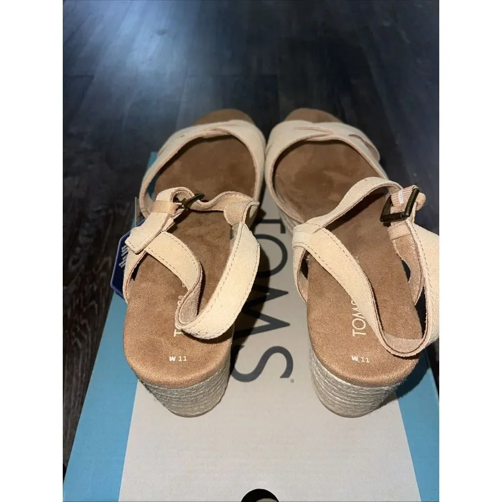 TOMS‎ Willow Wedge Womens Honey Suede Casual Sandals